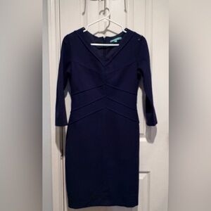 ANTONIO MELANI Navy V-Neck Long Sleeve Sheath Dress